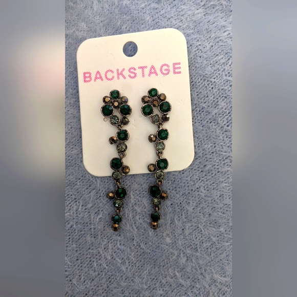 Green and Grey Stone Earrings - Picture 1 of 1